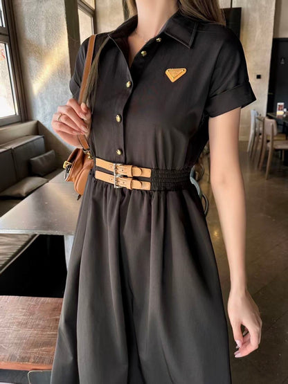 Triangle logo collared dress