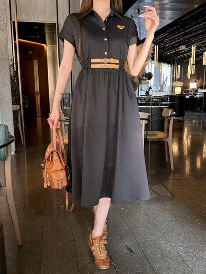 Triangle logo collared dress