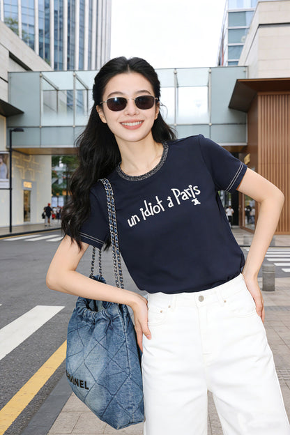 Knitted Embroidered Linen T-Shirt
