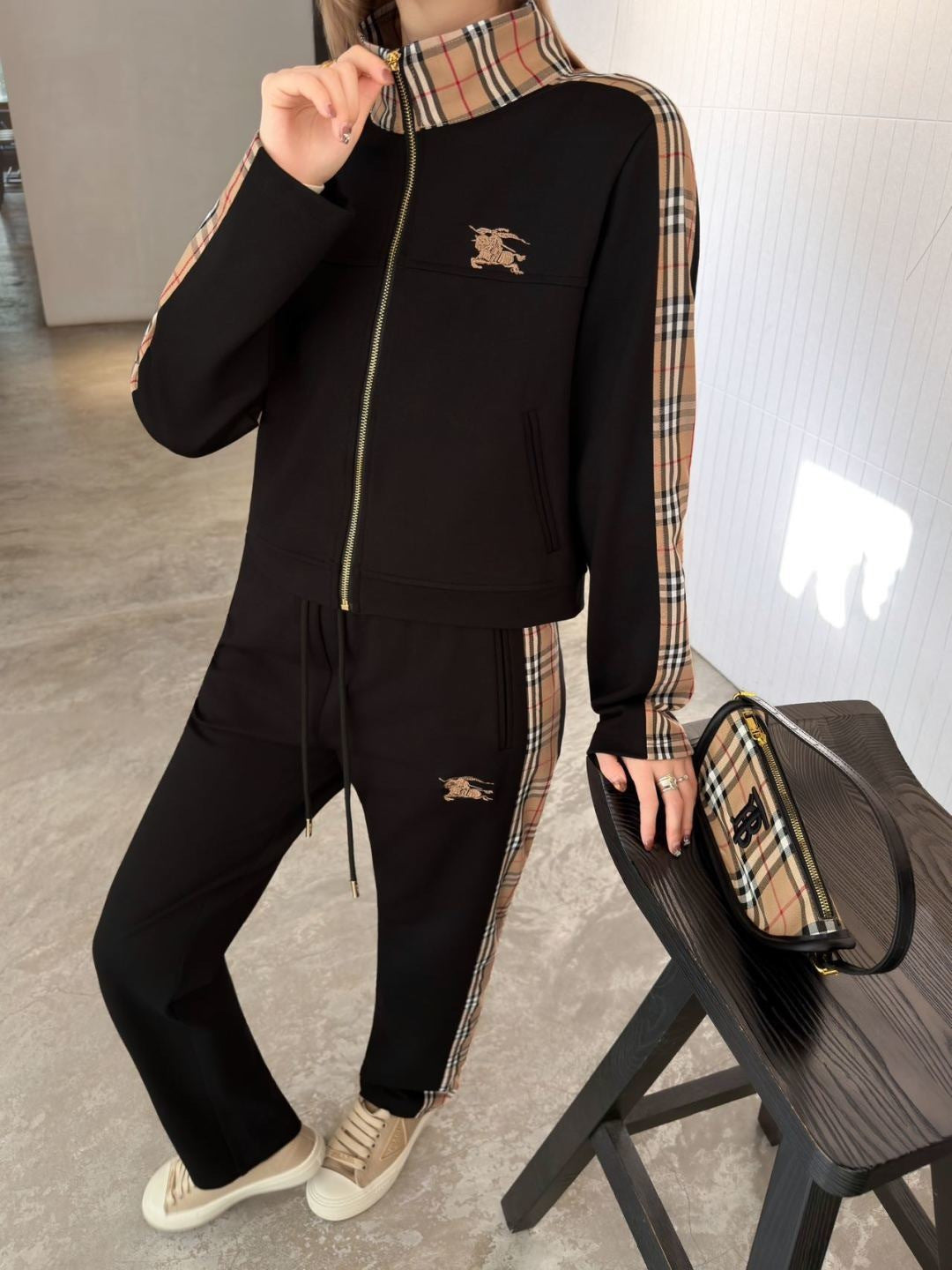 Patchwork Plaid Casual Set