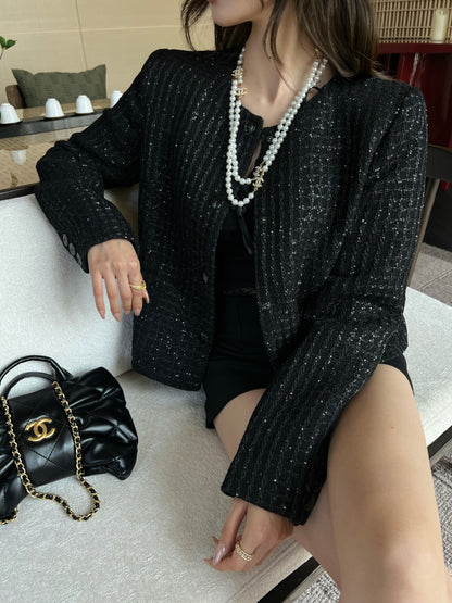 Woven Tweed Coat