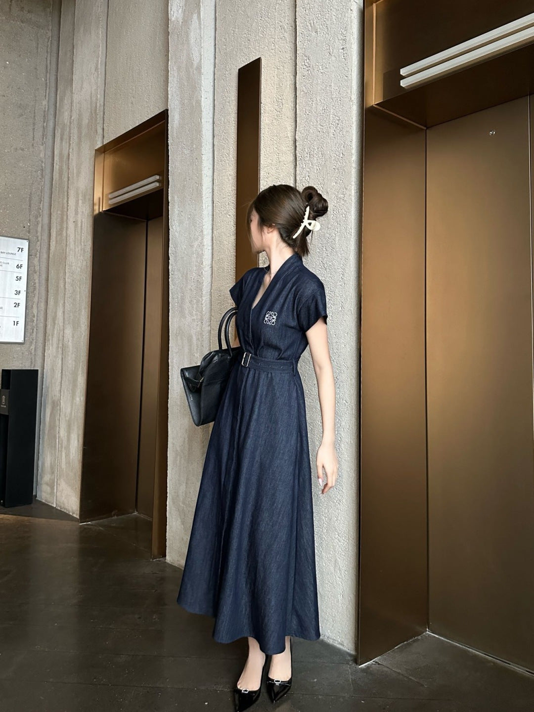 Denim Waist-cinching Dress