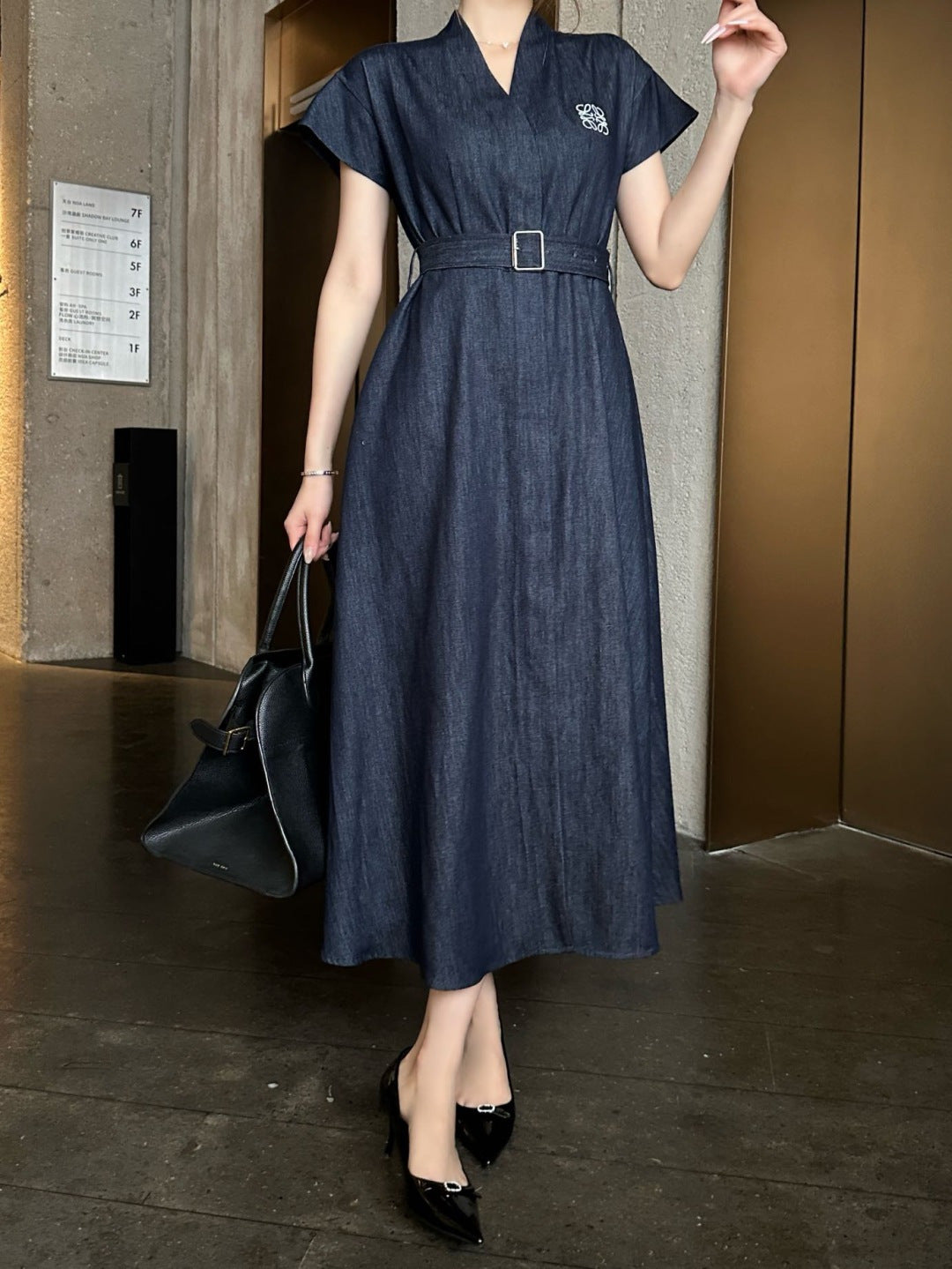 Denim Waist-cinching Dress
