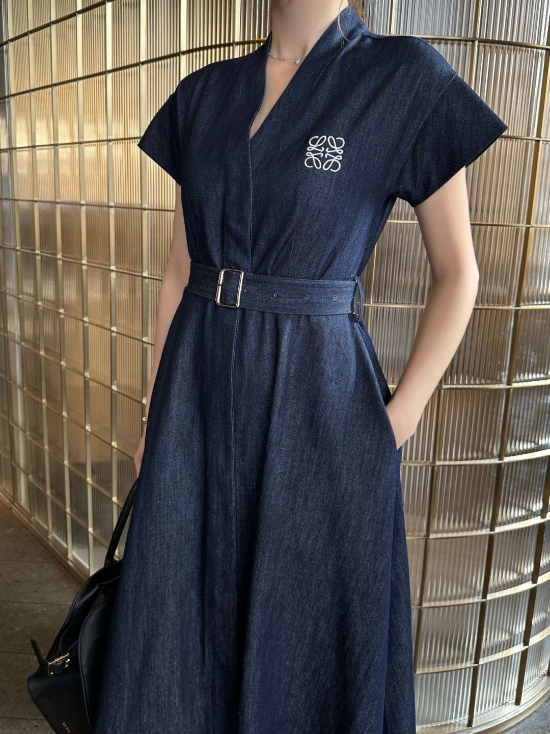 Denim Waist-cinching Dress