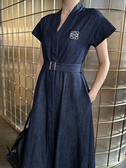 Denim Waist-cinching Dress