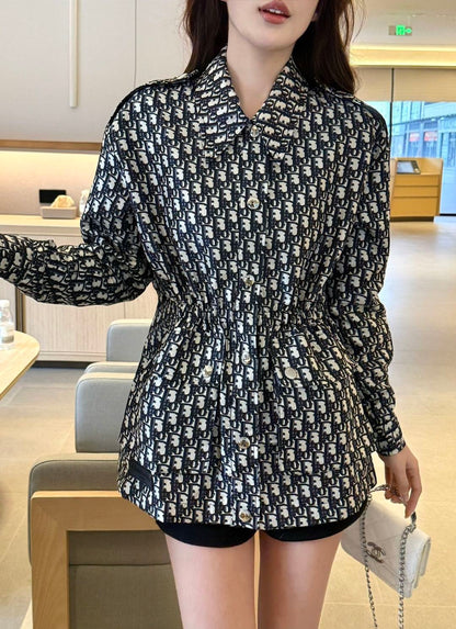 Jacquard drawstring cardigan