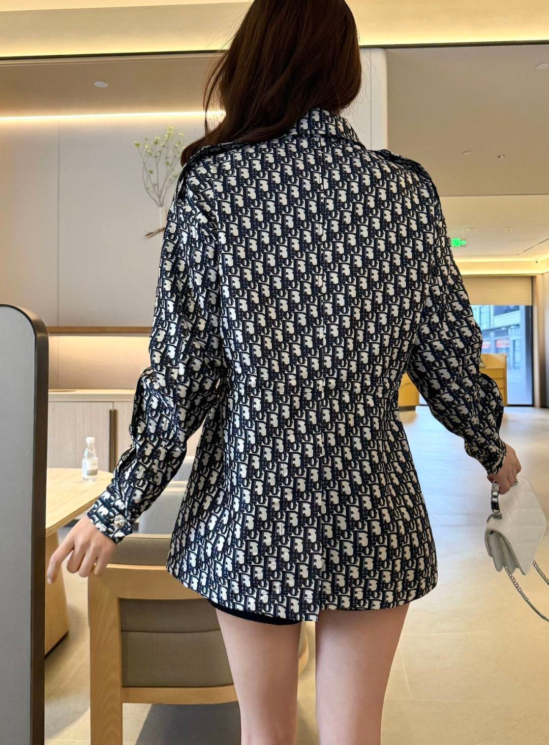 Jacquard drawstring cardigan