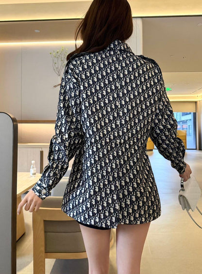 Jacquard drawstring cardigan