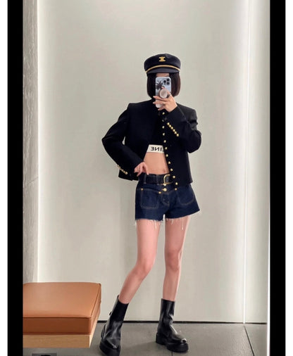 Gold-buttoned jacket