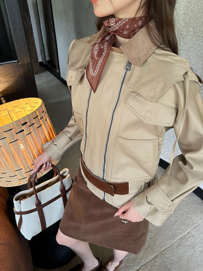 Lapel belted trench coat