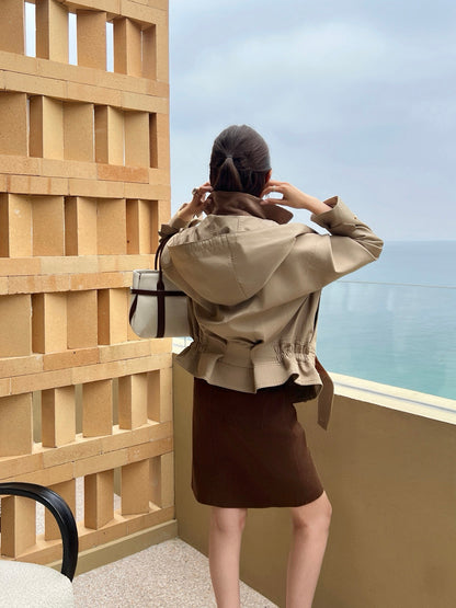 Lapel belted trench coat