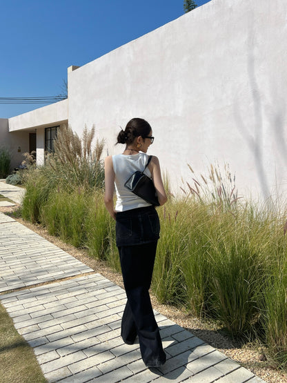 Faux Two-Piece Denim Pants