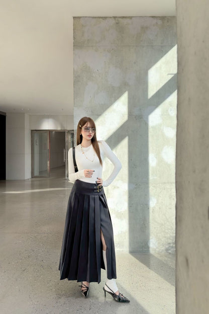 Pleated Maxi Skirt