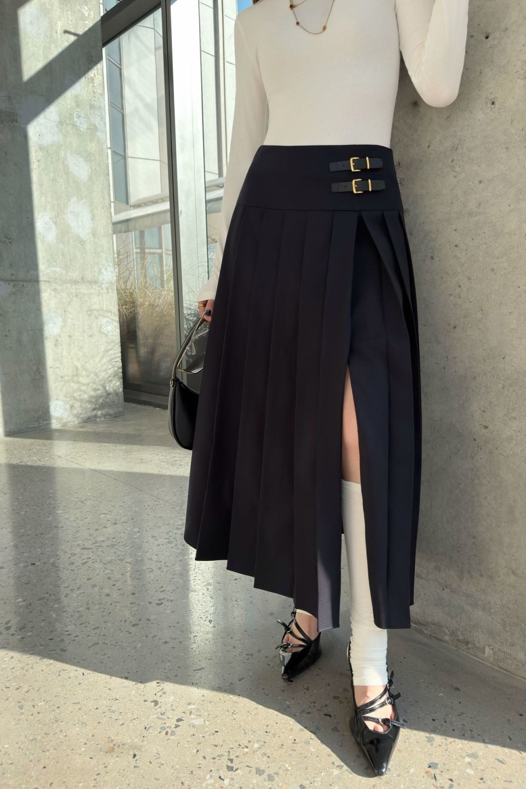 Pleated Maxi Skirt