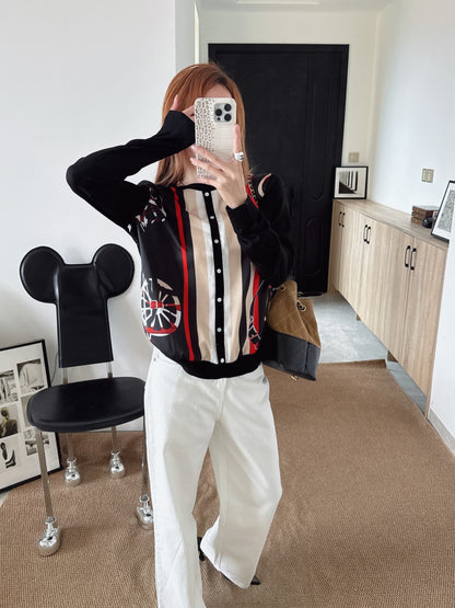 Patterned patchwork knit sweater