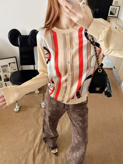 Patterned patchwork knit sweater