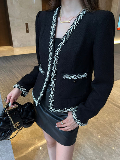 V-neck woven cardigan