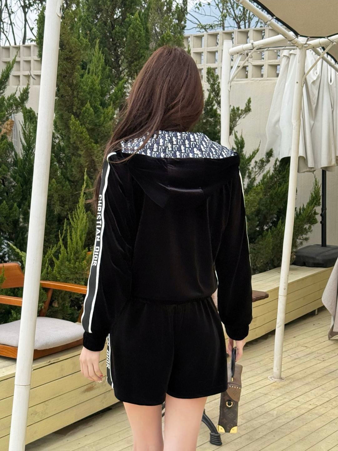 Velvet Suit with Webbing Trim
