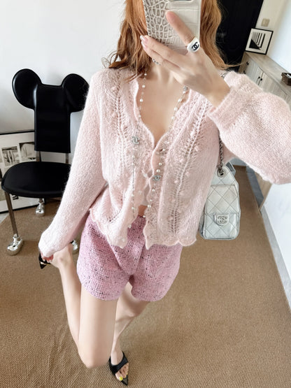 Floral-trimmed cardigan