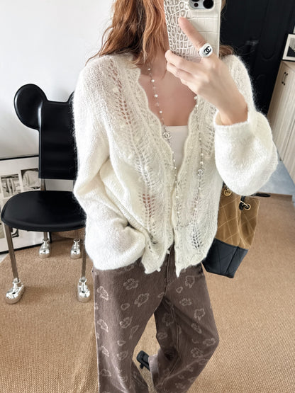 Floral-trimmed cardigan