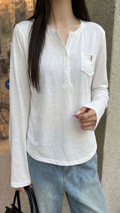 Embroidered Long-Sleeved Top