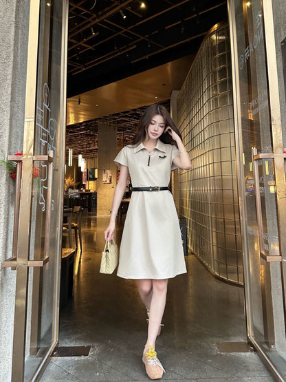 Embroidered Belt Dress