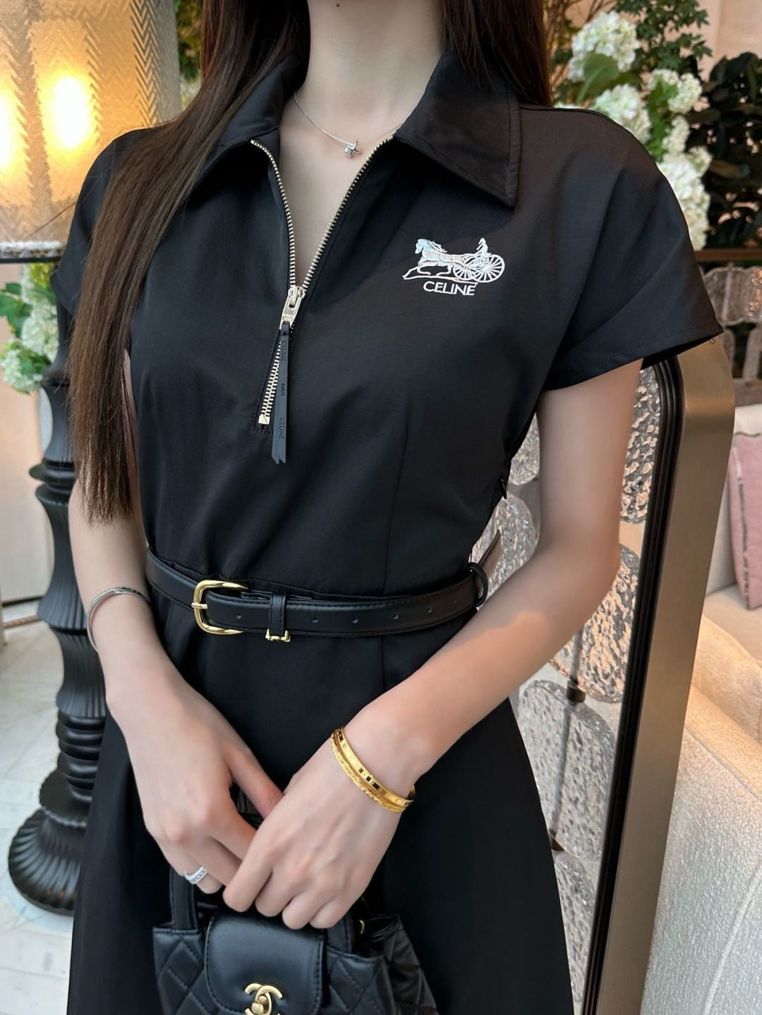 Embroidered Belt Dress