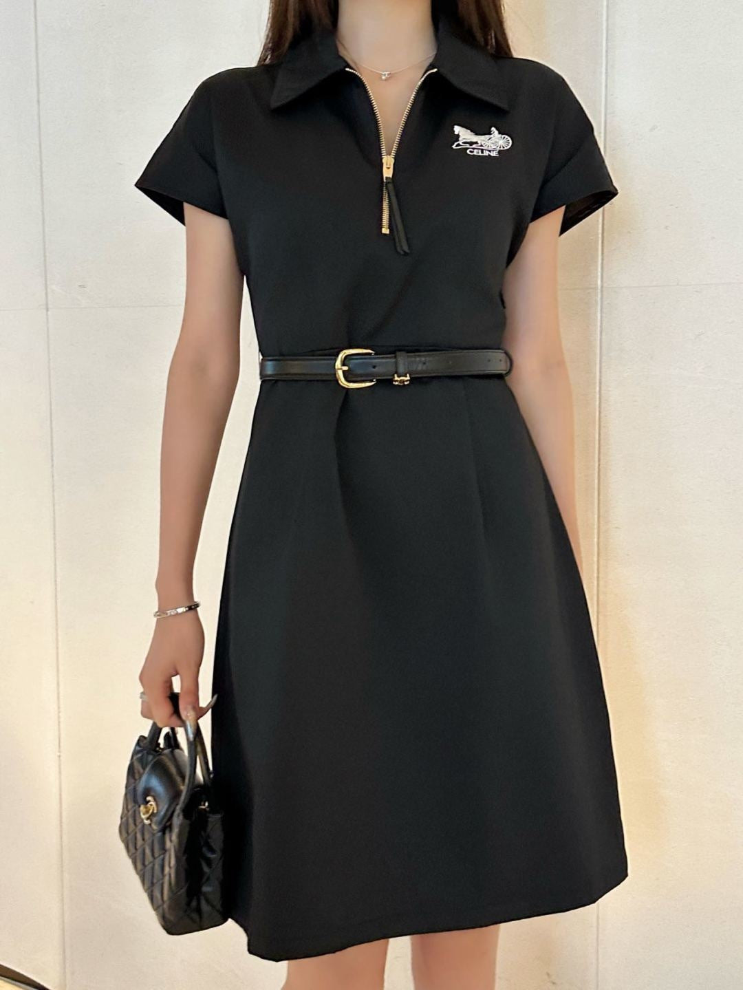 Embroidered Belt Dress