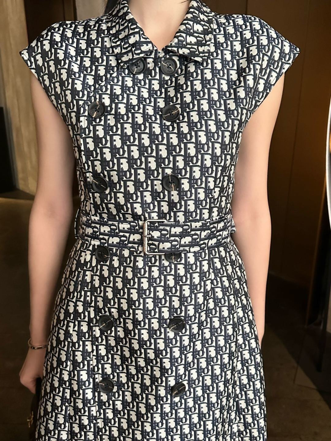 Jacquard Double-Breasted Dress