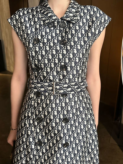 Jacquard Double-Breasted Dress