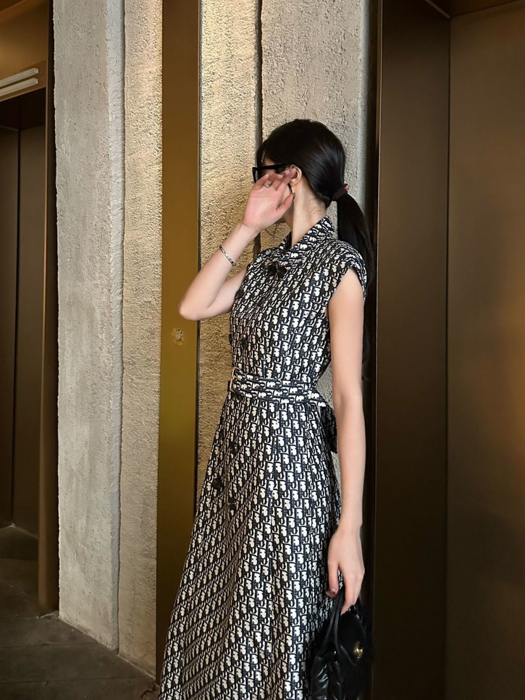 Jacquard Double-Breasted Dress