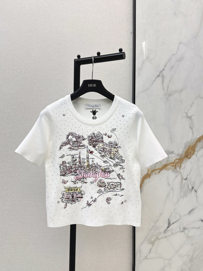 Embroidered Knit T-shirt