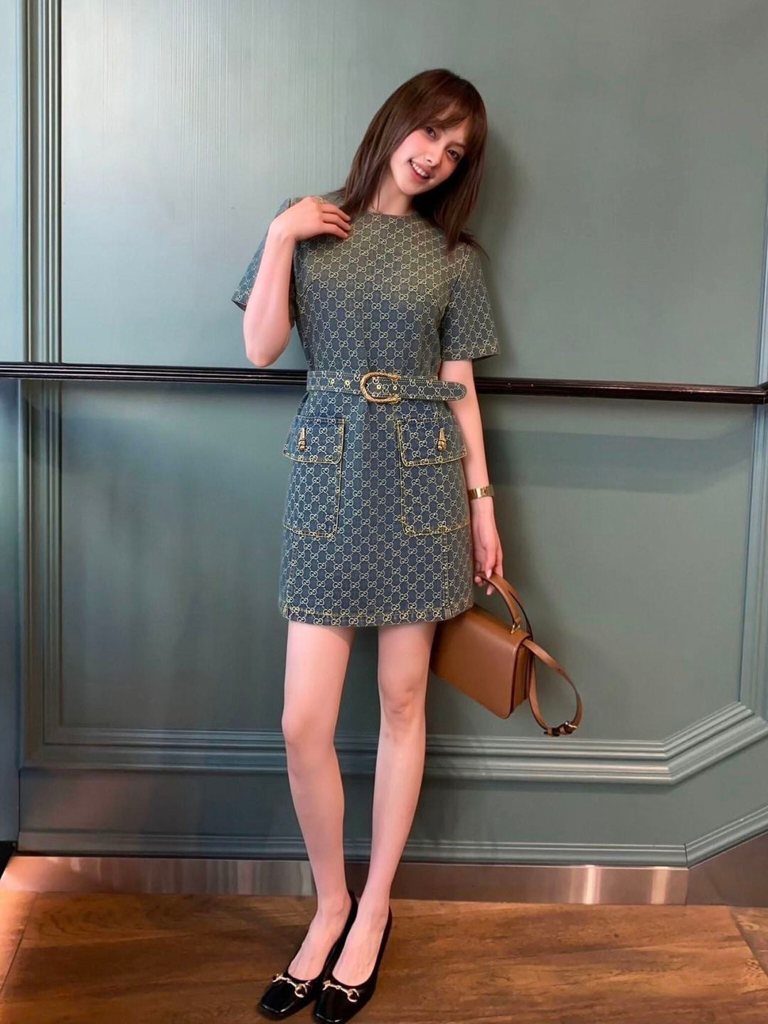 Jacquard short-sleeved dress