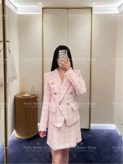 Houndstooth Knitted Fleece Blazer