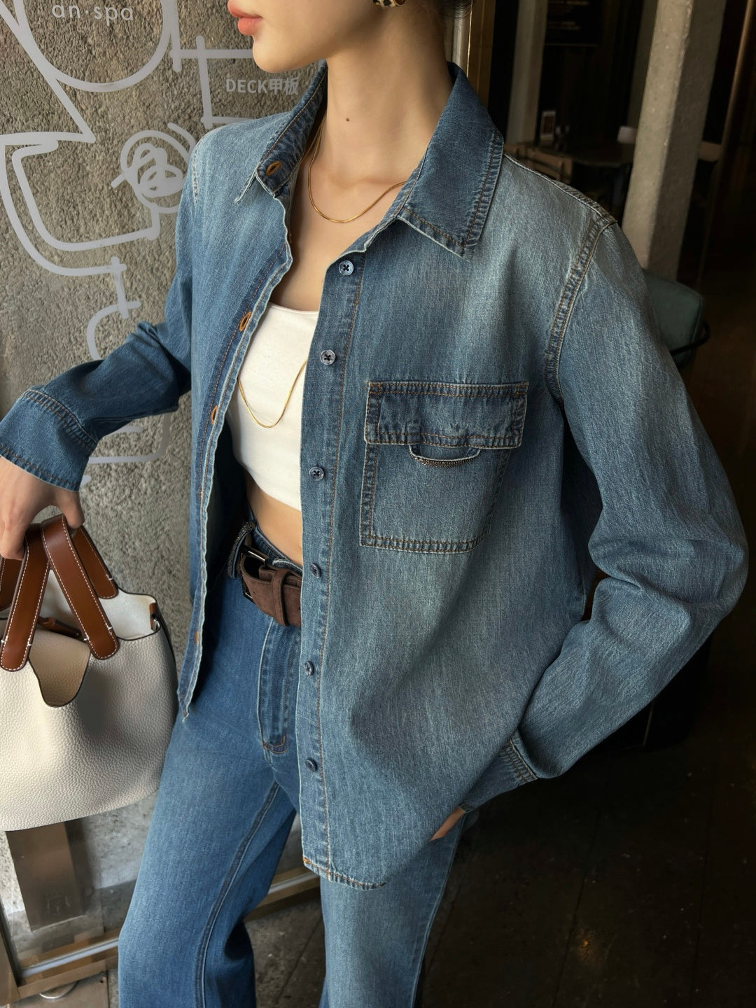 Retro Blue Denim Shirt