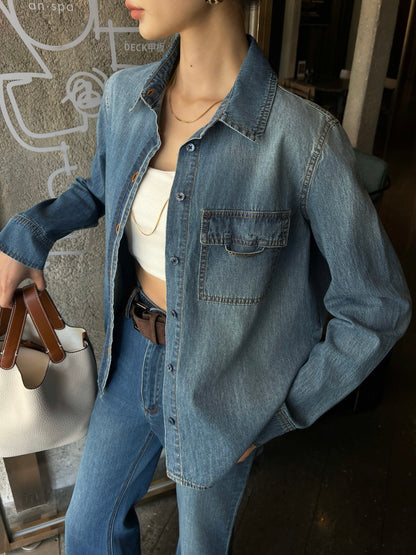 Retro Blue Denim Shirt