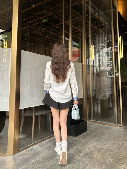 Color-blocked decorative shirt
