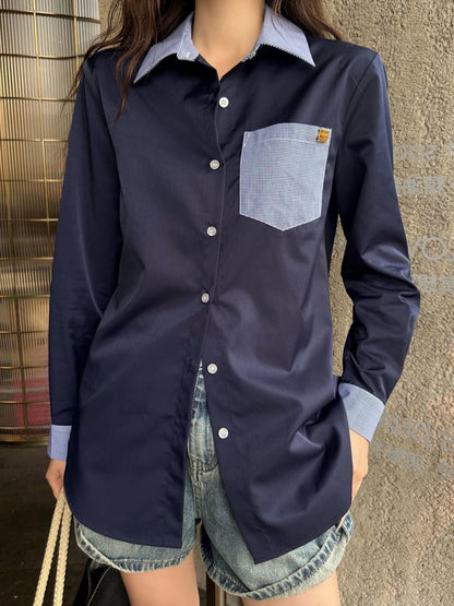 Color-blocked decorative shirt