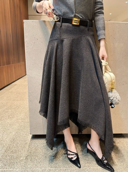 26ss Irregular Waist Midi Skirt