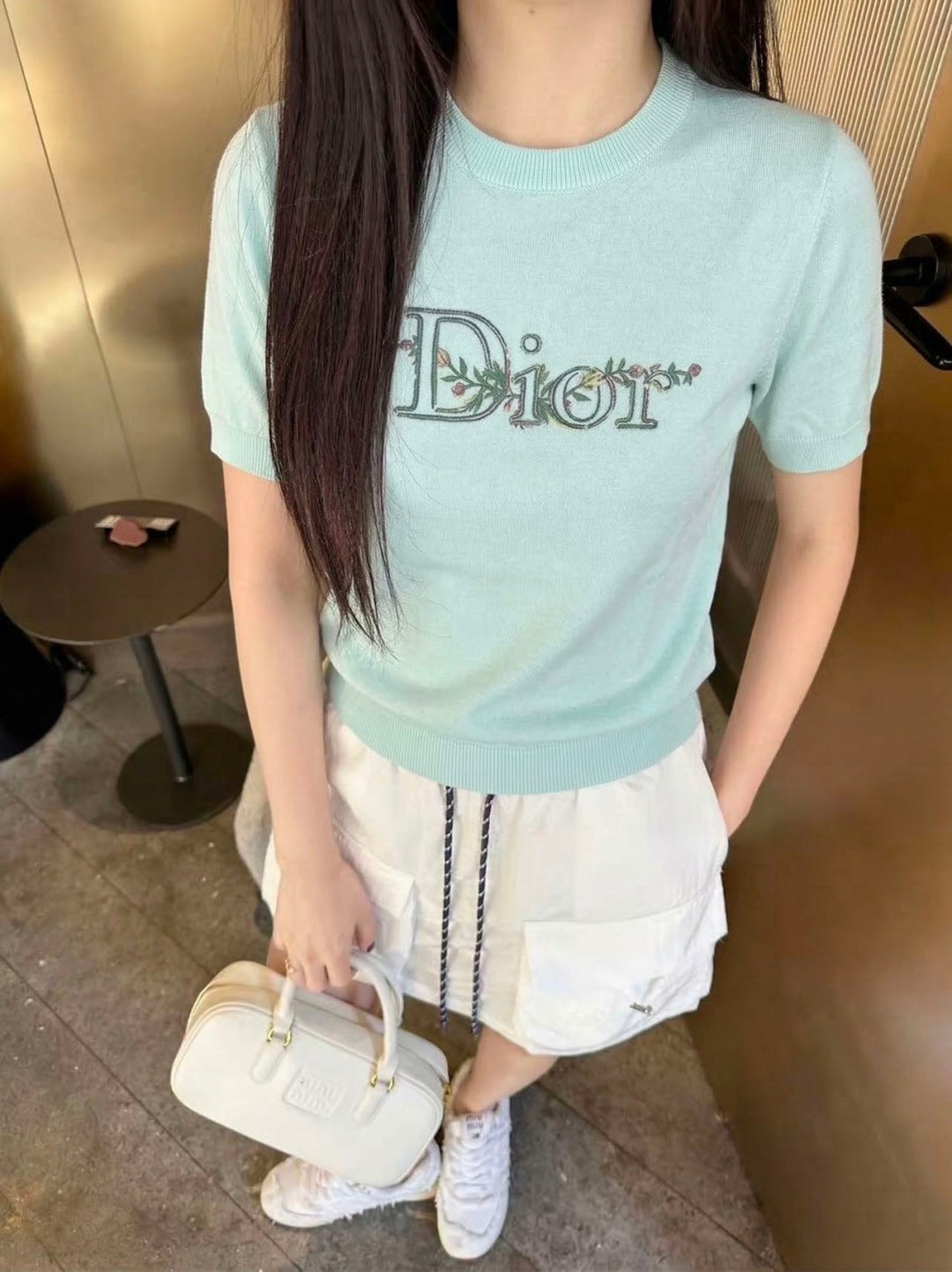 26ss Floral Embroidered Knit T-Shirt