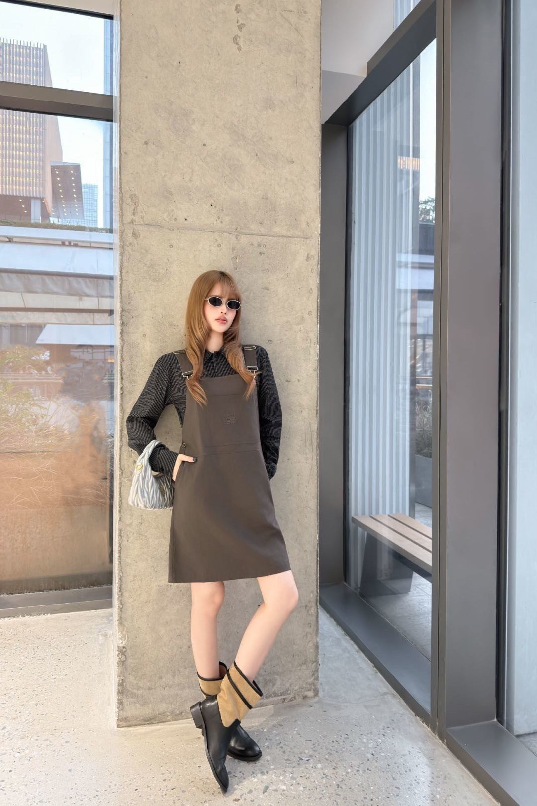 26ss Youthful overalls dress