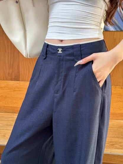 26ss High-leg trousers with metal buckle