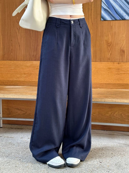 26ss High-leg trousers with metal buckle