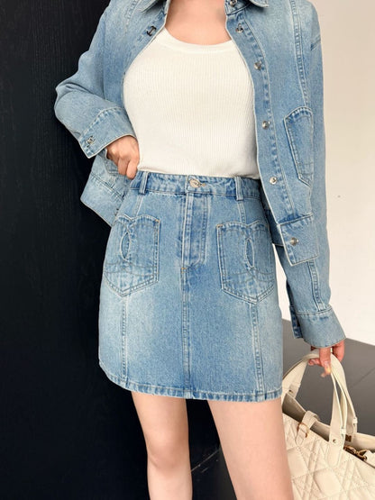 26ss Denim Jacket with Pocket Decoration