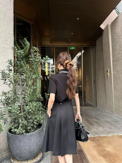 26ss Youthful polo shirt + pleated skirt