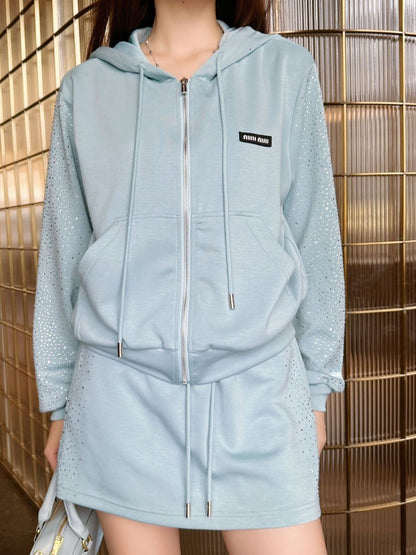 26ss Logo Rhinestone Hooded Jacket