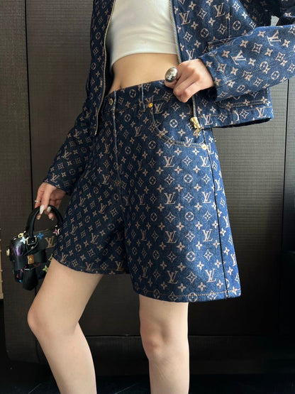 26ss Logo monogram denim shorts
