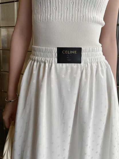 26ss Jacquard elastic waist midi skirt