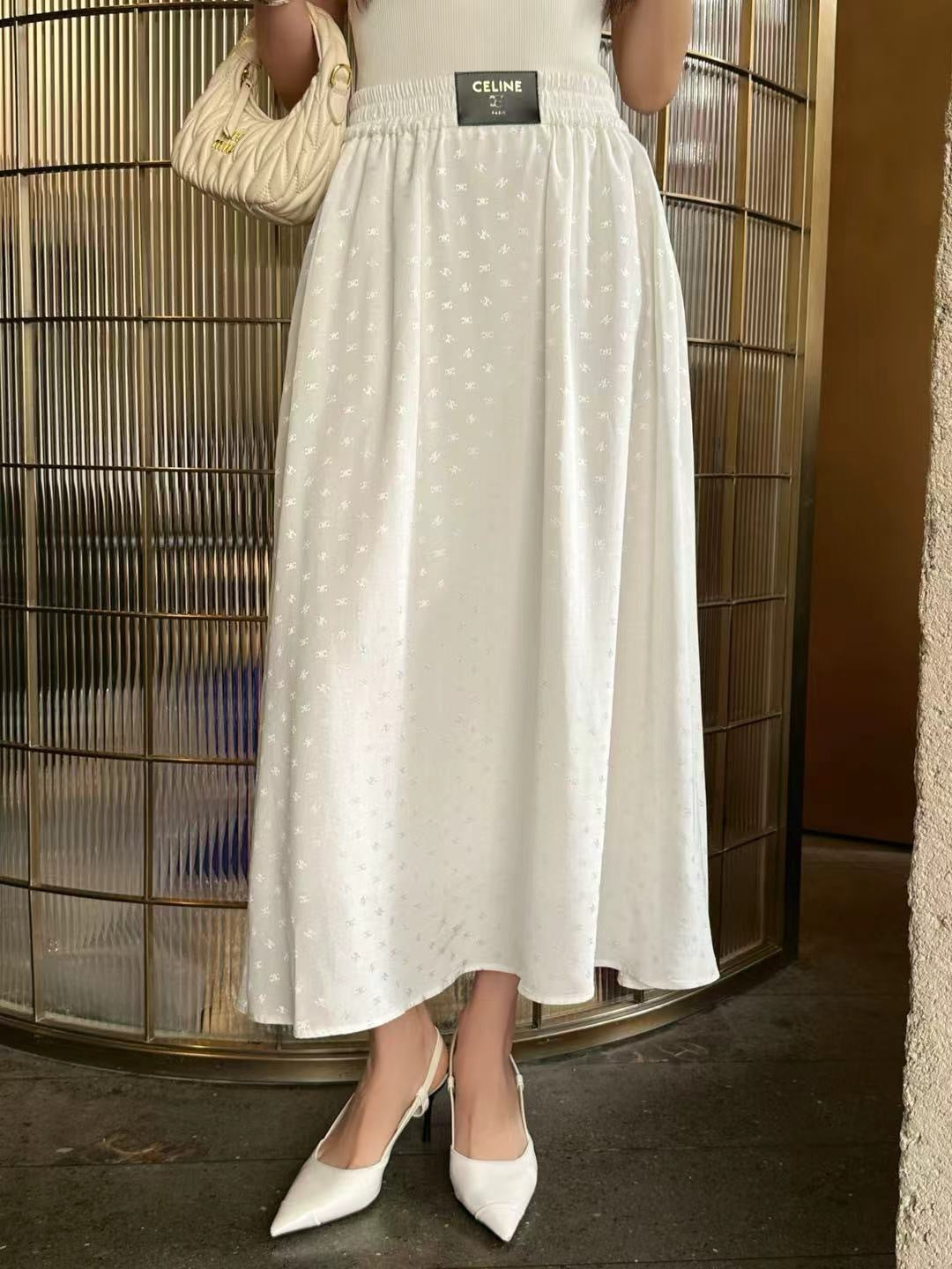 26ss Jacquard elastic waist midi skirt