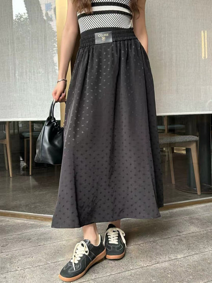 26ss Jacquard elastic waist midi skirt